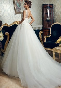 Свадебное платье C45487. С пышной юбкой, длинное со шлейфом.